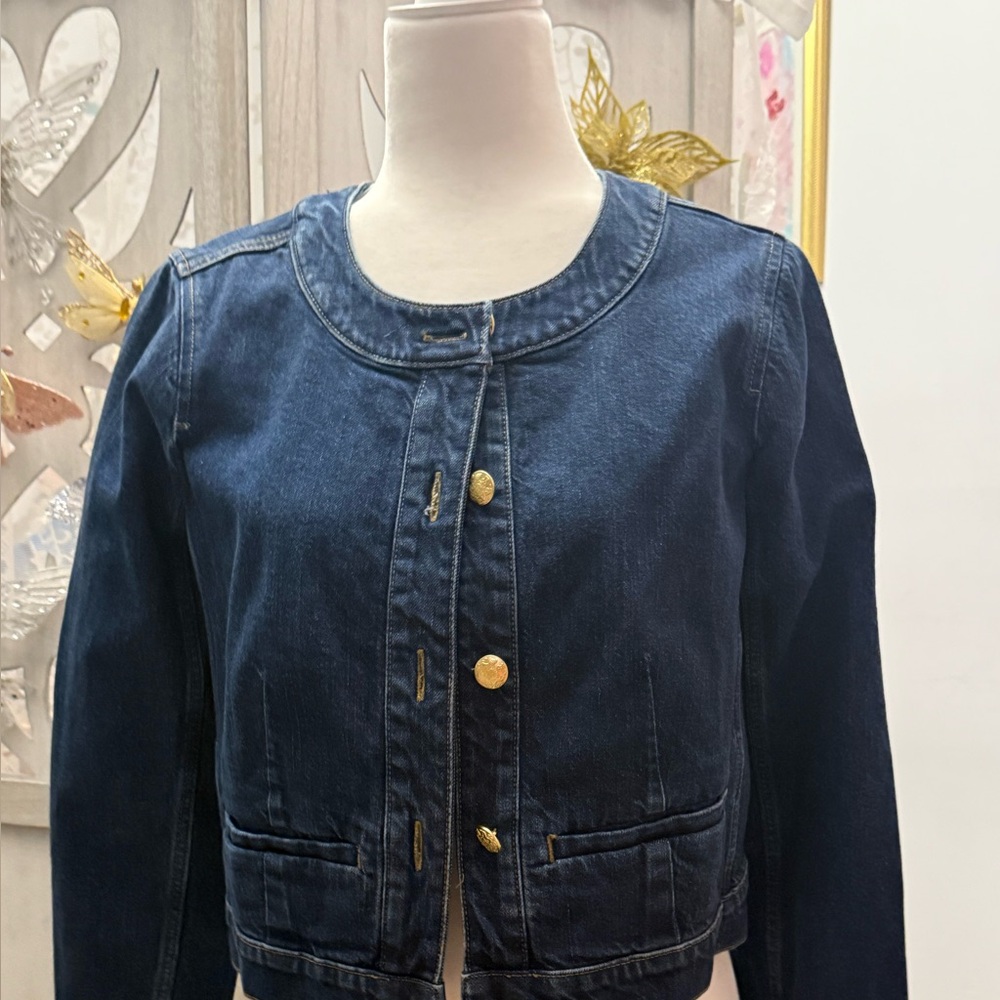 J. Crew Denim Lady Jacket with Gold Buttons
